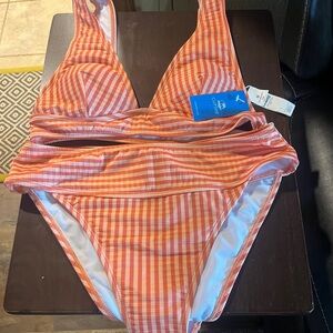 Cupshe Orange striped bikini size medium